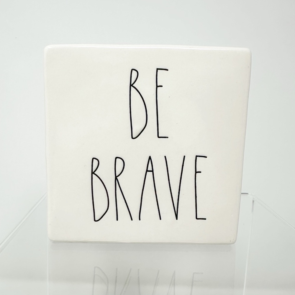 RAE DUNN BE BRAVE WORK HARD CERAMIC‎ BLOCK PAPERWEIGHT